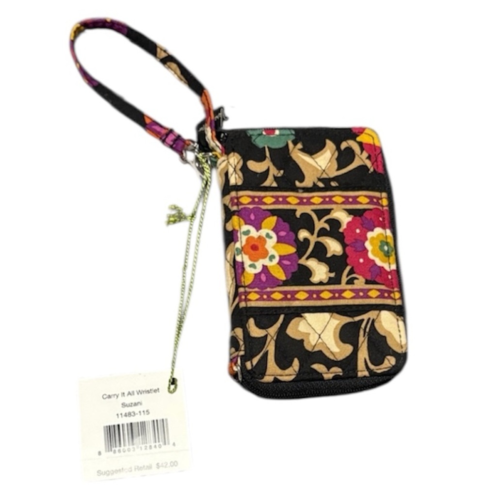 NWT! Vera Bradley Carry It All Wristlet Suzani Wallet Black Floral Multicolor